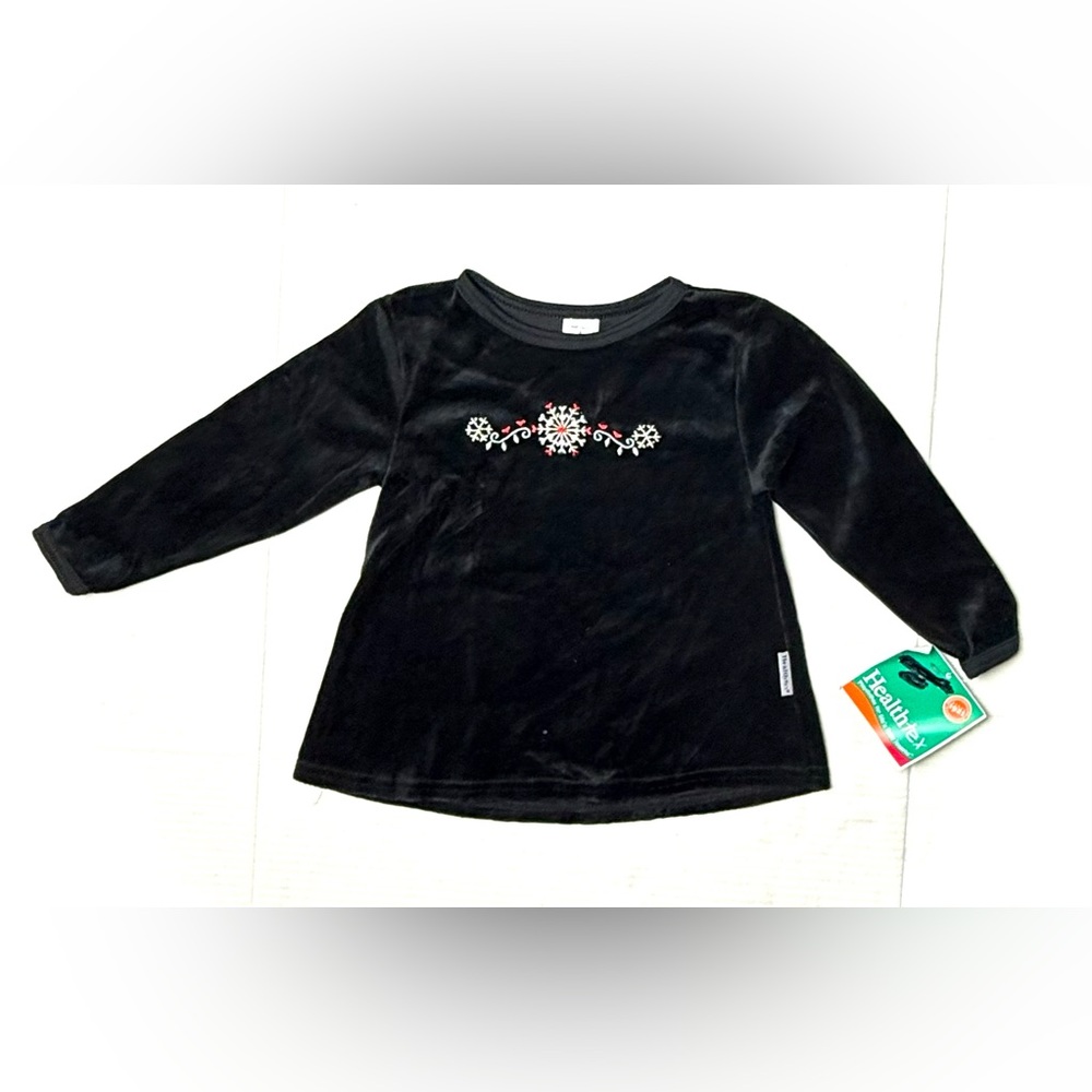 Vintage Healthtex‎ Kids Girls 4 Black Velvet Embroidered Snowflake Shirt 90s